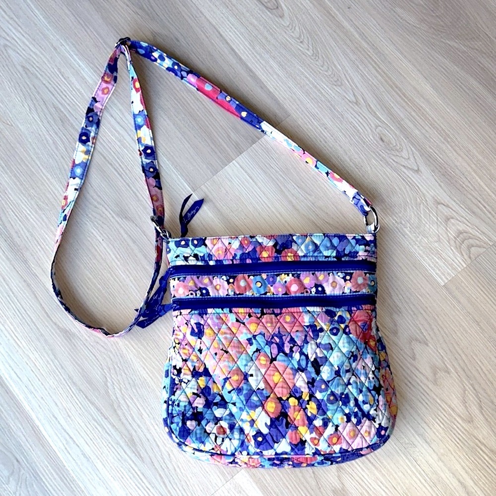 Vera Bradley Impressionista Crossbody Purple Quilted Shoulder Hipster Bag Purse